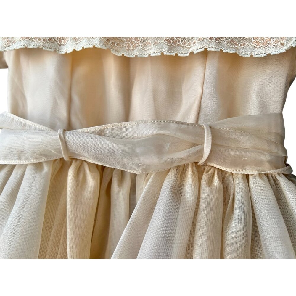 Vintage Honey Suckle Girls Size 6X Dress With Cream Lace Accents & Bow Sash - Picture 13 of 16